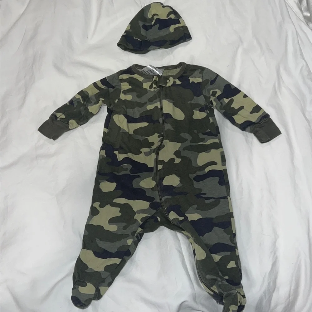 Camoflauge Onesie and Hat